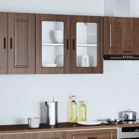 Armario de pared para cocina puerta cristal Porto roble marrón en Armarios de cocina | Comprar online en Foru.es