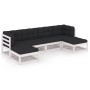 Set muebles jardín 6 pzas con cojines madera maciza pino blanco en Conjuntos de jardín | Comprar online en Foru.es