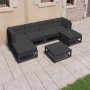 Set de muebles de jardín 7 pzas con cojines madera pino negro en Conjuntos de jardín | Comprar online en Foru.es