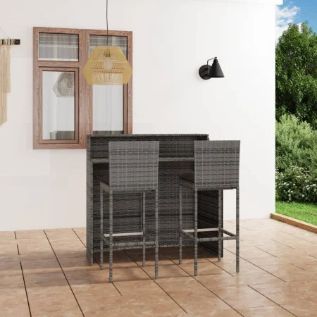 Juego muebles de bar para jardín 3 piezas y cojines gris de vidaXL, Conjuntos de jardín - Ref: Foro24-3064882, Precio: 351,08...