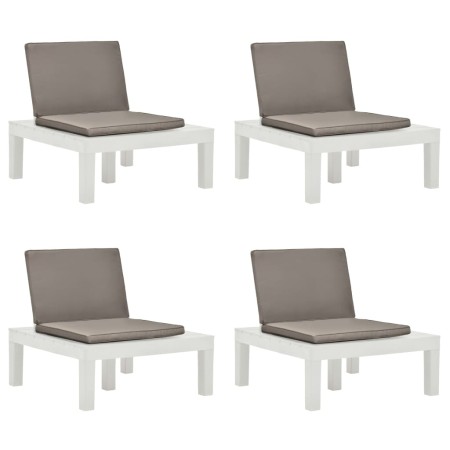 Tumbonas de jardín con cojines 4 unidades plástico blanco de vidaXL, Sillas de jardín - Ref: Foro24-3054425, Precio: 341,26 €...