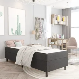 Cama box spring tela gris oscuro 90x200 cm de vidaXL, Camas y somieres - Ref: Foro24-3054721, Precio: 279,18 €, Descuento: %