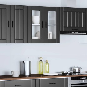 Armario de pared para cocina con puerta de cristal Porto negro en Armarios de cocina | Comprar online en Foru.es