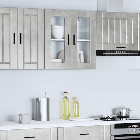 Armario de pared para cocina puerta cristal Porto gris hormigón en Armarios de cocina | Comprar online en Foru.es