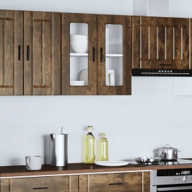 Armario de pared para cocina puerta cristal Porto roble ahumado en Armarios de cocina | Comprar online en Foru.es