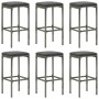 Muebles de bar para jardín 7 pzas cojines ratán sintético gris de vidaXL, Conjuntos de jardín - Ref: Foro24-3064788, Precio: ...