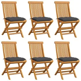 Garden chairs 6 units teak wood and anthracite gray cushions by vidaXL, Garden chairs - Ref: Foro24-3065605, Price: 380,07 €,...