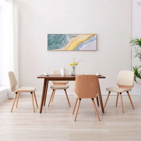 Sillas de comedor 4 unidades cuero sintético color crema de vidaXL, Sillas de comedor - Ref: Foro24-3054806, Precio: 470,73 €...