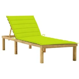 Lounger with cushion bright green impregnated pine wood by vidaXL, Loungers - Ref: Foro24-3065860, Price: 129,22 €, Discount: %