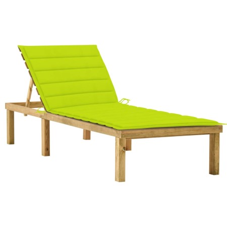 Tumbona con cojín verde brillante madera de pino impregnada de vidaXL, Tumbonas - Ref: Foro24-3065860, Precio: 133,96 €, Desc...