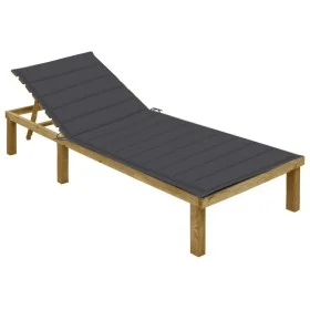Tumbona con cojín gris antracita madera de pino impregnada de vidaXL, Tumbonas - Ref: Foro24-3065819, Precio: 127,30 €, Descu...