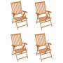 Sillas de jardín 4 uds madera maciza de teca con cojines azules de vidaXL, Sillas de jardín - Ref: Foro24-3065534, Precio: 51...