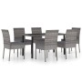 Juego de comedor para jardín 7 piezas ratán sintético gris de vidaXL, Conjuntos de jardín - Ref: Foro24-3065702, Precio: 478,...