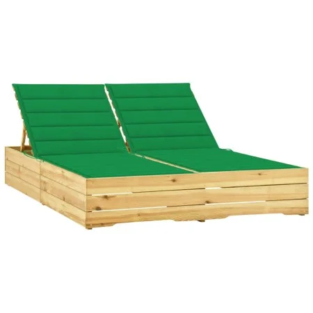 Tumbona doble y cojines madera pino impregnada verde de vidaXL, Tumbonas - Ref: Foro24-3065974, Precio: 319,98 €, Descuento: %