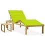 Tumbona de jardín con mesa y cojín de madera de pino impregnada by vidaXL, Loungers - Ref: Foro24-3065875, Price: 134,77 €, D...