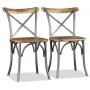 Sillas de comedor 4 uds. madera de mango respaldo acero cruzado de vidaXL, Sillas de comedor - Ref: Foro24-274882, Precio: 40...