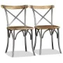 Sillas de comedor 4 uds. madera de mango respaldo acero cruzado de vidaXL, Sillas de comedor - Ref: Foro24-274882, Precio: 40...