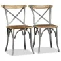 Sillas de comedor 4 uds. madera de mango respaldo acero cruzado de vidaXL, Sillas de comedor - Ref: Foro24-274882, Precio: 40...