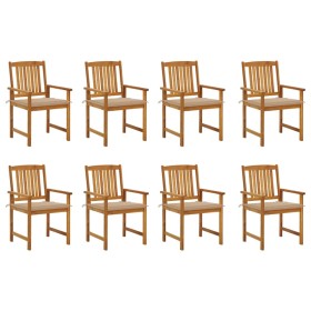 Sillas de jardín con cojines 8 uds madera maciza de acacia de vidaXL, Sillas de jardín - Ref: Foro24-3078169, Precio: 653,79 ...