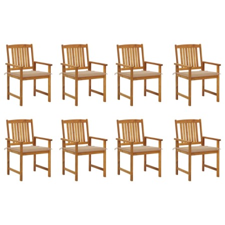 Sillas de jardín con cojines 8 uds madera maciza de acacia de vidaXL, Sillas de jardín - Ref: Foro24-3078169, Precio: 653,79 ...