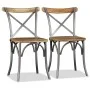 Sillas de comedor 4 uds. madera de mango respaldo acero cruzado de vidaXL, Sillas de comedor - Ref: Foro24-274882, Precio: 40...