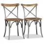 Sillas de comedor 4 uds. madera de mango respaldo acero cruzado de vidaXL, Sillas de comedor - Ref: Foro24-274882, Precio: 40...