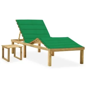 Garden lounger with impregnated pine wood table and cushion by vidaXL, Loungers - Ref: Foro24-3065869, Price: 135,68 €, Disco...