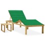 Tumbona de jardín con mesa y cojín de madera de pino impregnada de vidaXL, Tumbonas - Ref: Foro24-3065869, Precio: 135,40 €, ...