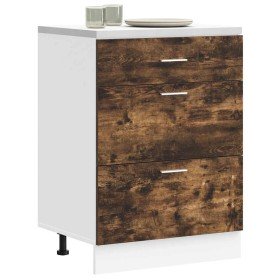 Mueble bajo de cocina "Lyon" de madera de ingeniería de roble ahumado en Armarios de cocina | Comprar online en Foru.es