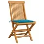 Sillas de jardín 6 uds con cojines azules madera de teca de vidaXL, Sillas de jardín - Ref: Foro24-3065594, Precio: 378,60 €,...