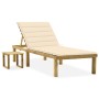Tumbona de jardín con mesa y cojín de madera de pino impregnada de vidaXL, Tumbonas - Ref: Foro24-3065836, Precio: 128,72 €, ...