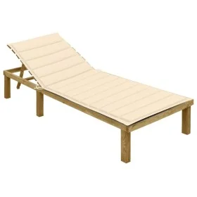 Tumbona con cojín crema madera de pino impregnada de vidaXL, Tumbonas - Ref: Foro24-3065821, Precio: 124,81 €, Descuento: %