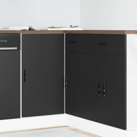 Mueble bajo para fregadero "Lyon" de madera de ingeniería negra en Armarios de cocina | Comprar online en Foru.es