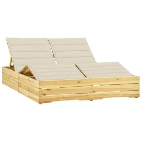 Double lounger and cream-impregnated pine wood cushions by vidaXL, Loungers - Ref: Foro24-3065986, Price: 300,07 €, Discount: %