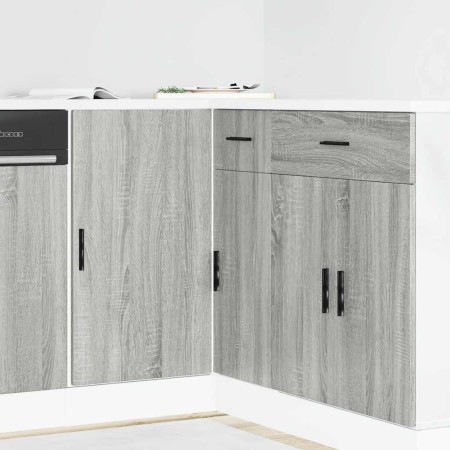 Mueble bajo para fregadero "Lyon" de madera de ingeniería Sonoma gris en Armarios de cocina | Comprar online en Foru.es