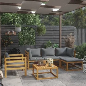 Muebles de jardín 6 pzas cojines madera maciza de acacia de vidaXL, Conjuntos de jardín - Ref: Foro24-3057604, Precio: 601,65...
