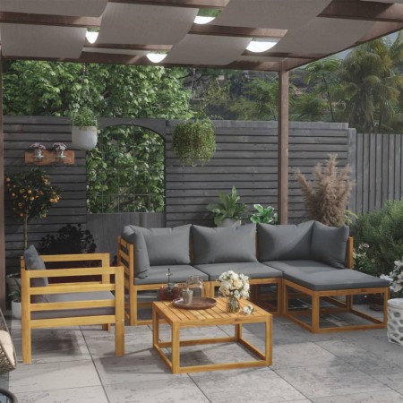 Muebles de jardín 6 pzas cojines madera maciza de acacia de vidaXL, Conjuntos de jardín - Ref: Foro24-3057604, Precio: 558,51...