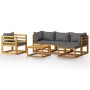 Muebles de jardín 6 pzas cojines madera maciza de acacia de vidaXL, Conjuntos de jardín - Ref: Foro24-3057604, Precio: 558,51...