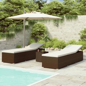 Tumbonas de jardín y mesita 3 piezas ratán sintético marrón de vidaXL, Tumbonas - Ref: Foro24-3057663, Precio: 314,70 €, Desc...