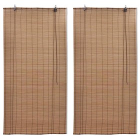 Estor enrollable de bambú 2 unidades marrón 150x220 cm de vidaXL, Persianas y estores - Ref: Foro24-3057521, Precio: 84,66 €,...