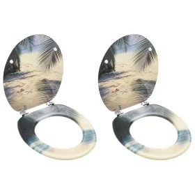 Toilet seats with lid 2 units MDF beach design by vidaXL, Toilet and bidet seats - Ref: Foro24-3056410, Price: 77,43 €, Disco...