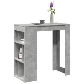 Mesa alta bar con estantes madera gris hormigón 102x50x103,5cm en Mesas de comedor | Comprar online en Foru.es