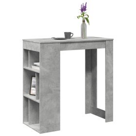Mesa alta bar con estantes madera gris hormigón 102x50x103,5cm en Mesas de comedor | Comprar online en Foru.es