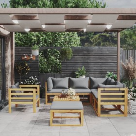 Muebles de jardín 8 pzas cojines madera maciza de acacia de vidaXL, Conjuntos de jardín - Ref: Foro24-3057614, Precio: 858,12...