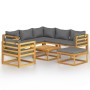 Muebles de jardín 8 pzas cojines madera maciza de acacia de vidaXL, Conjuntos de jardín - Ref: Foro24-3057614, Precio: 858,12...