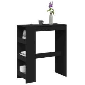 Mesa alta con estantes madera ingeniería negra 90x40x103,5 cm en Mesas de comedor | Comprar online en Foru.es