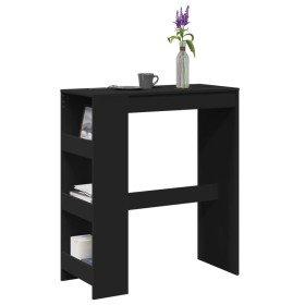 Mesa alta con estantes madera ingeniería negra 90x40x103,5 cm en Mesas de comedor | Comprar online en Foru.es