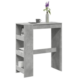 Mesa alta bar con estantes madera gris hormigón 90x40x103,5 cm en Mesas de comedor | Comprar online en Foru.es