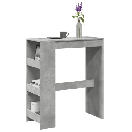Mesa alta bar con estantes madera gris hormigón 90x40x103,5 cm en Mesas de comedor | Comprar online en Foru.es