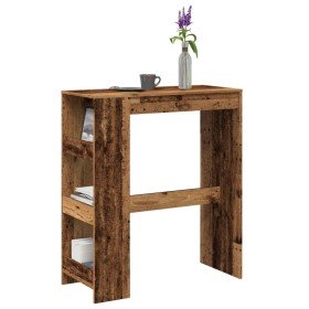 Mesa alta con estantes madera envejecida 90x40x103,5 cm en Mesas de comedor | Comprar online en Foru.es